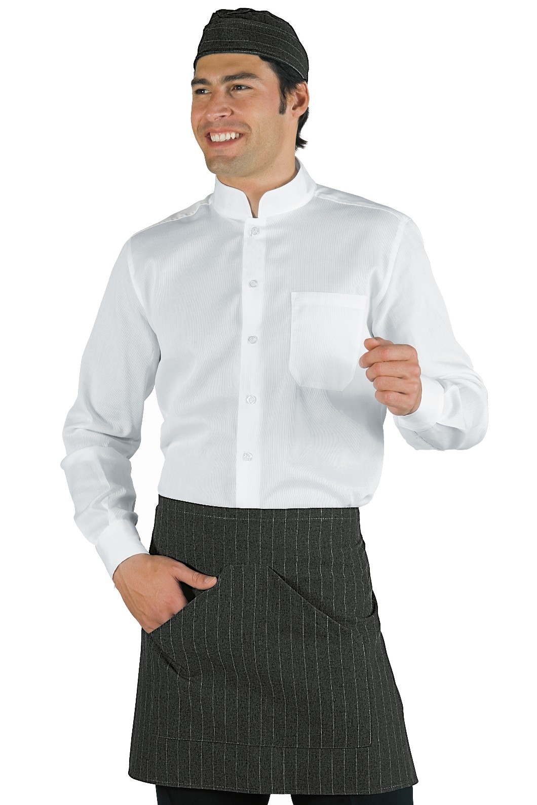 Grembiule Corto Uomo Donna Ristoranti Pizzerie Gessato Nero, Bordeaux, Grigio. Orleans - immagine 4