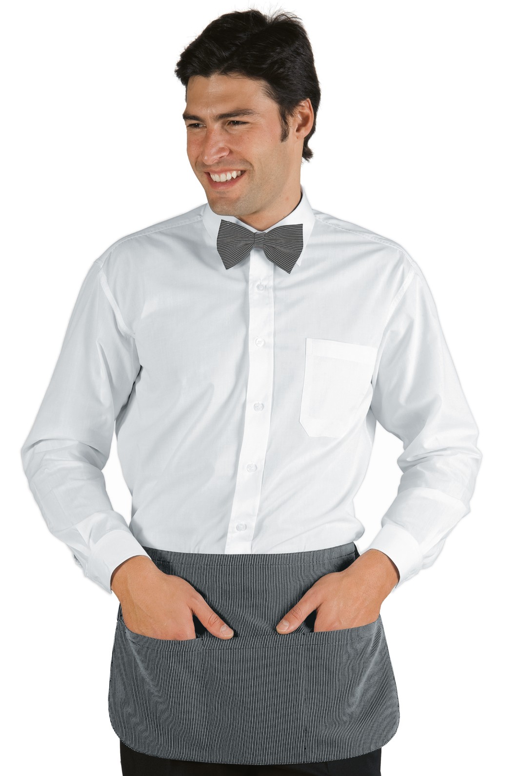 Grembiule a Davantino Corto Gessato Grigio per Bar Pub Gelaterie Pizzerie - immagine 2