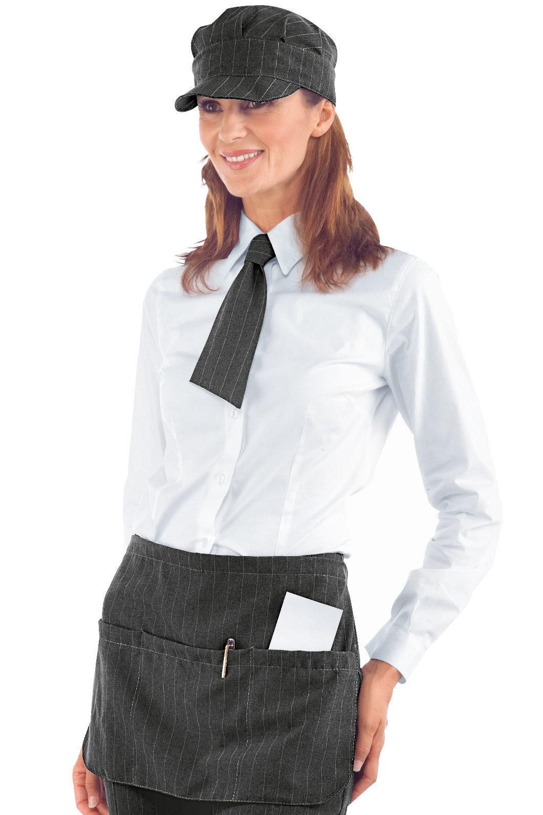 Grembiule a Davantino Corto Gessato Grigio per Bar Pub Gelaterie Pizzerie - immagine 4