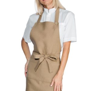Grembiule Con Pettorina Effetto Juta In Corda, Nero o Marrone Venge Martinica