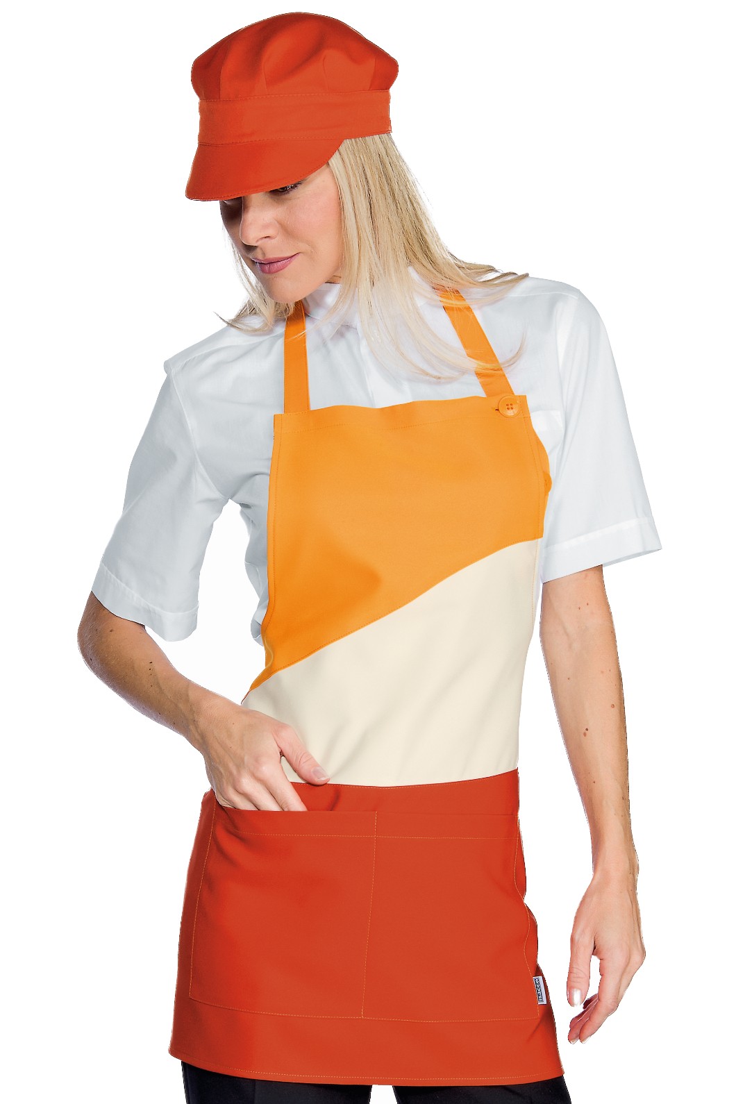 Grembiule Donna Corto Con Pettorina Tricolore LOLLIPOP. Divisa Da Lavoro Per Bar o Gelateria - immagine 2