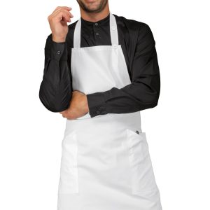 Grembiule Pettorina in Bianco in Cotone Per Bar Gelateria Pub Ristorante-Champagne