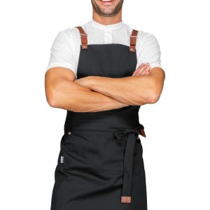 Grembiule Pettorina Lungo Quattro Varianti Colori e Inserti Cuoio. Divisa Per Ristorazione