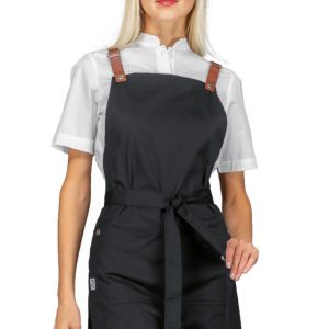 Grembiule Pettorina Corto Quattro Varianti Colori e Inserti Cuoio. Divisa Per Ristorazione