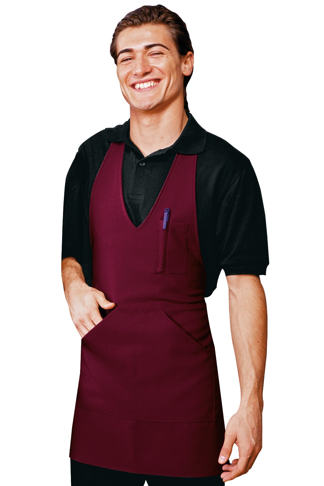 Grembiule Misto Cotone a Pettorina Uomo Donna per Bar Gelateria Focacceria Tinta Unita 195 gr - immagine 4