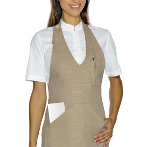 Grembiule Corto effetto Juta Con Pettorina unisex Bar Ristoranti Erboristerie Natural o Smoke