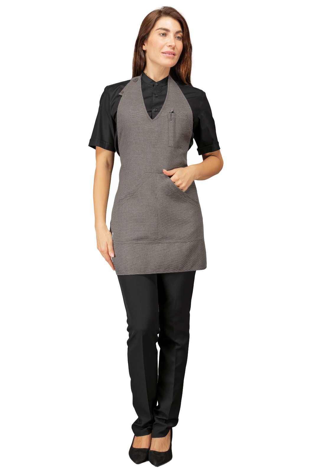 Grembiule Corto effetto Juta Con Pettorina unisex Bar Ristoranti Erboristerie Natural o Smoke - immagine 3