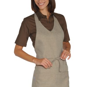 Grembiule Corto effetto Juta Con Pettorina Per Bar Ristoranti Erboristerie