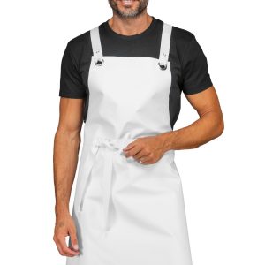 Grembiule O Parananza Bianco Unisex  In Pvc Cerato Con Pettorina E Allaciatura Regolabile Per Ristoranti E Macellai