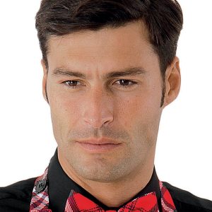 Papillon Fantasia Quadri, Grigio, Rosso, Bianco, Nero. Per Divisa Da Lavoro Settore Alberghiero E Ristorazione