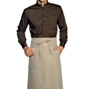 Grembiule a Vita Lungo Con Spacco in Colore Beige o Grigio Effetto Juta