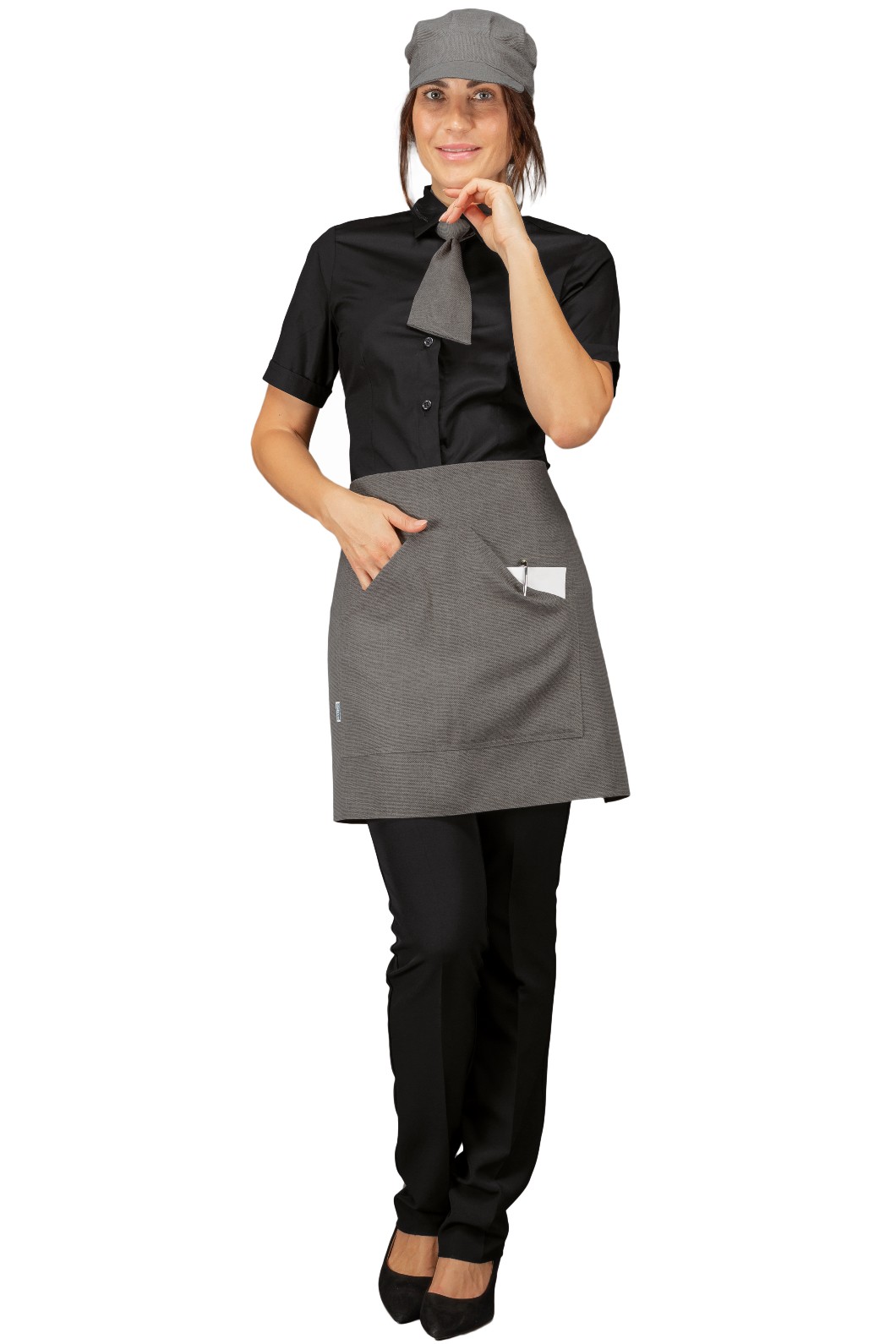 Cravattino Unisex Gessato, Bordeaux, Grigio, Nero, Melange. Per Divisa Da Lavoro Settore Alberghiero E Ristorazione - immagine 4