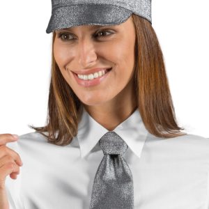 Cravatta Corta Con Nodo Pronto Unisex Floppy In Lurex, Bordeaux, Argento, Oro