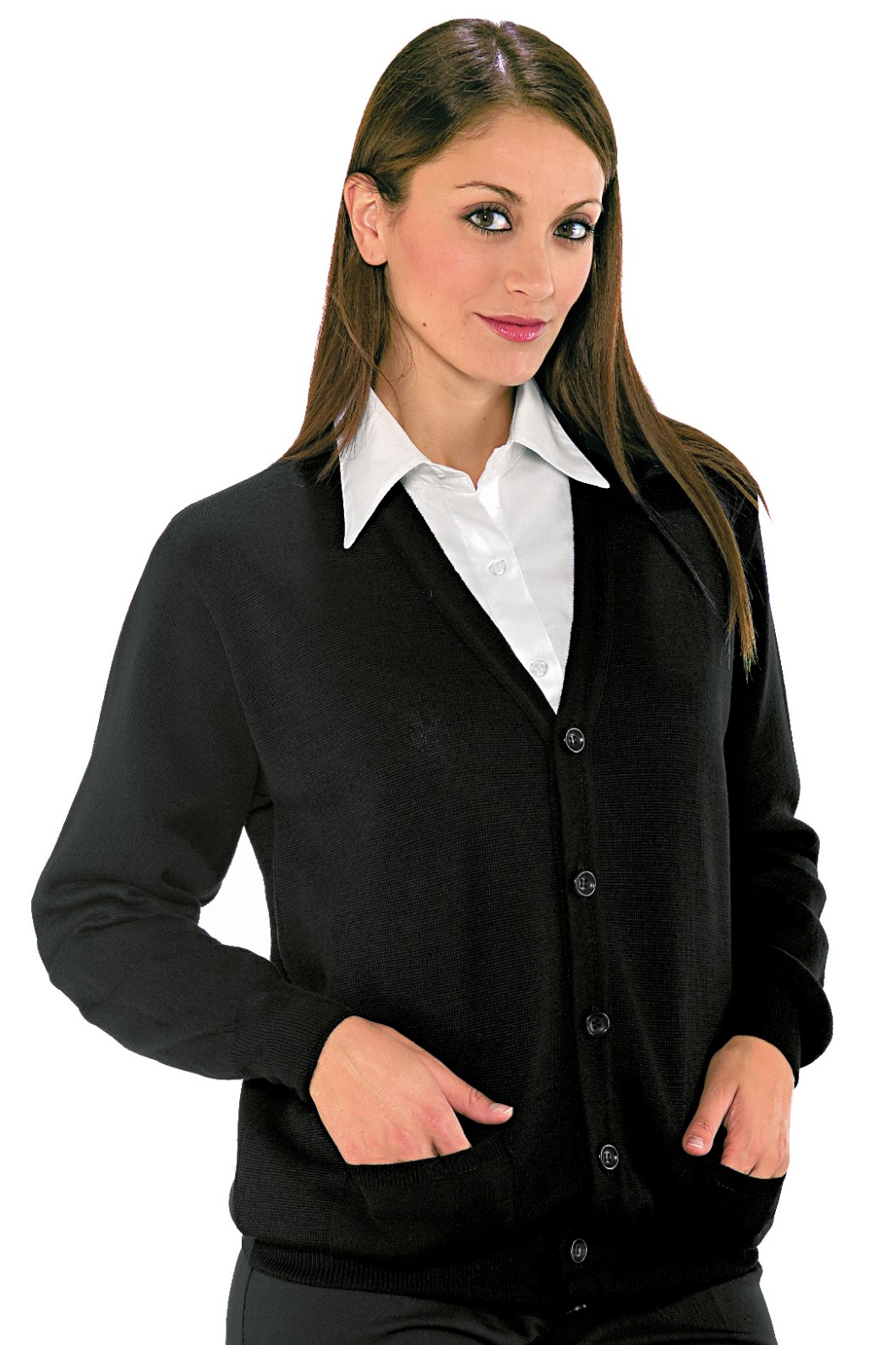 Cardigan Classico Con Tasche e Scollo a V Uomo Donna M Lana