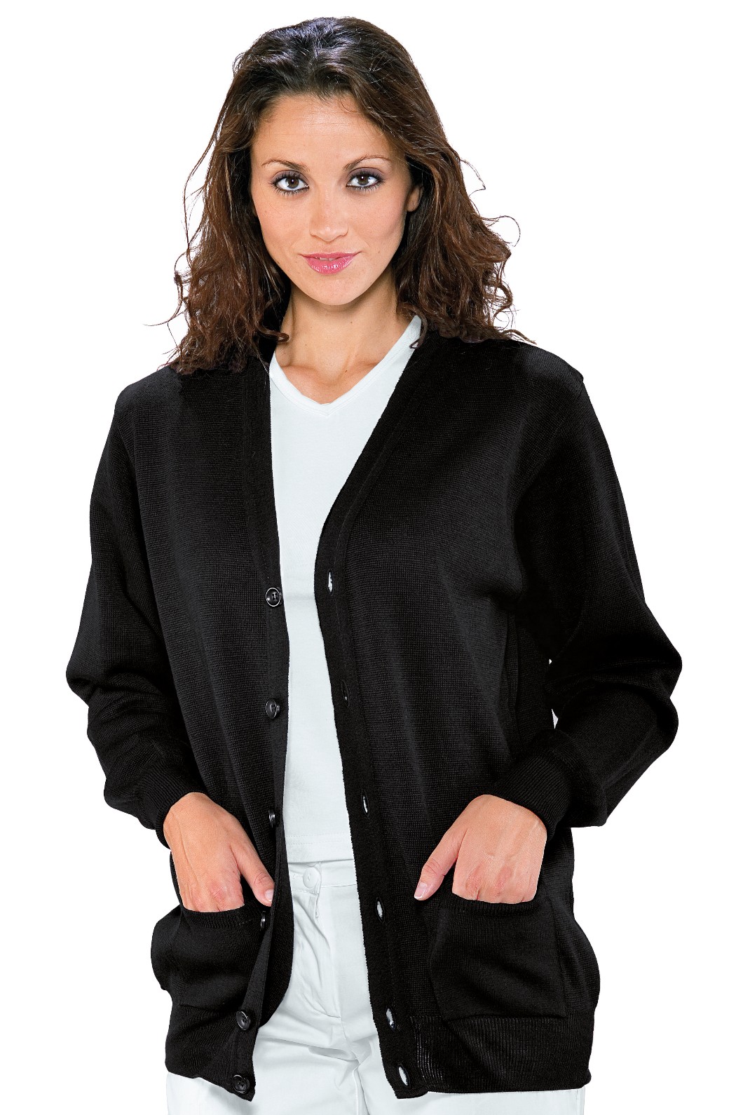 Cardigan Classico Con Tasche e Scollo a V Uomo Donna M Lana - immagine 2