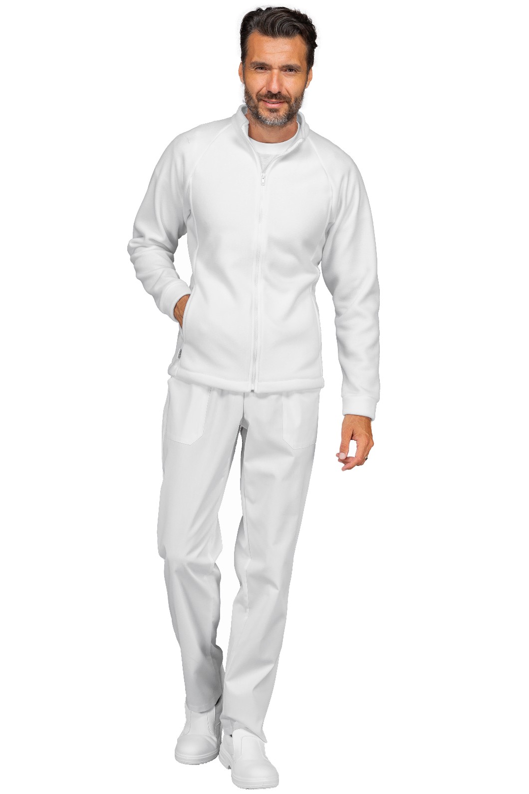 Pile Bianco o Blu Slim Unisex con Collo Alto e Cerniera - immagine 3