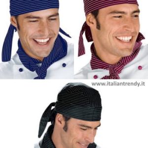 Bandana In Fantasia Rigata Per Pizzeria o Ristorante o Settore Alimentare