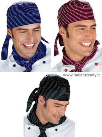 Bandana In Fantasia Rigata Per Pizzeria o Ristorante o Settore Alimentare