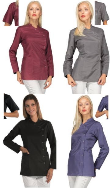 Casacca da Donna Manica Corta Antimacchia Per Estetiste Parrucchiere 4 Colori - immagine 9