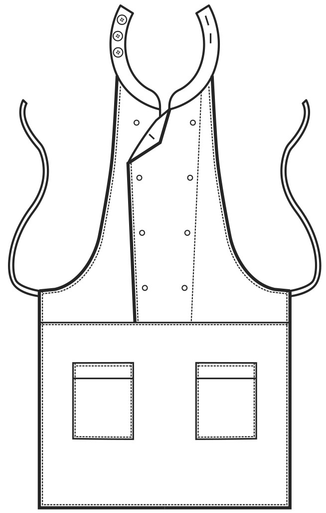 Grembiule Pettorina a Doppio Petto Per Bar Ristoranti Sala Vari Utilizzi - immagine 10