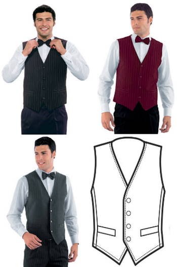 Gilet Uomo Donna Per Hotel Hostess Barman Gessato Nero o Grigio