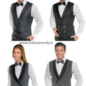 Gilet Uomo Donna Doppio Petto Per Bar E Ristoranti Nero