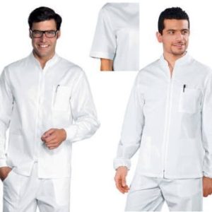 Casacca Bianca da Dentista in Cotone Con Zip Centrale Per Uomo Donna