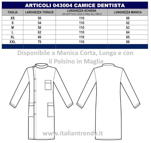 Camice Dentista Uomo Collo Coreana Bianco Manica Lunga e Corta Unisex - immagine 7