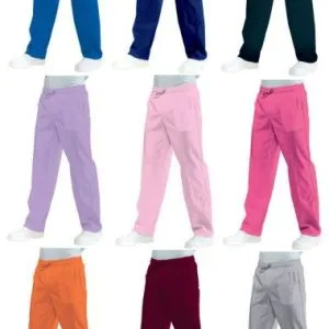 Pantalone unisex con elastico in vita e coulisse per settore medicale o cucina