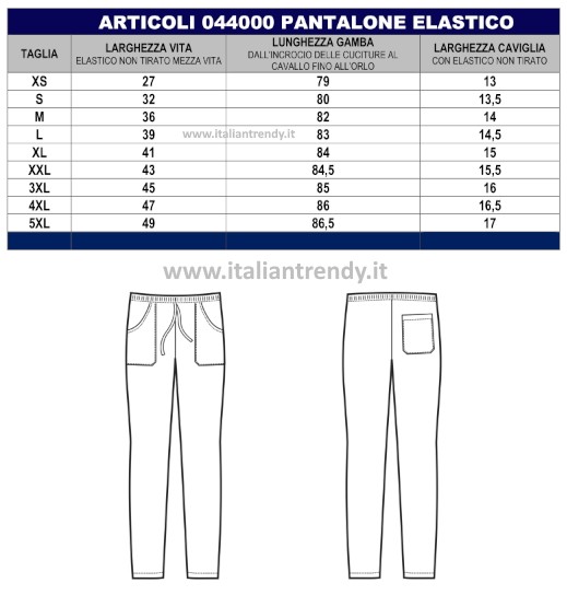Pantalone bianco o nero no stiro con coulisse ed alastico in vita 100% pol gr. 180 - immagine 4