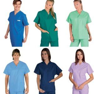 Casacca unisex con scollo V manica corta più colori per medicale