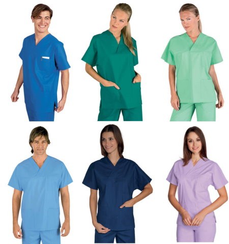 Casacca unisex con scollo V manica corta più colori per medicale