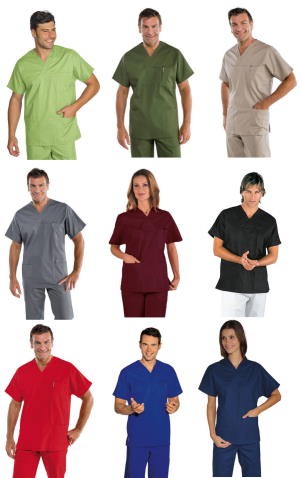 Casacca unisex scollo a V in misto cotone più colori gr.195