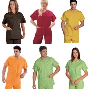 Casacca scollo a V misto cotone a maniche corte leggera gr. 115