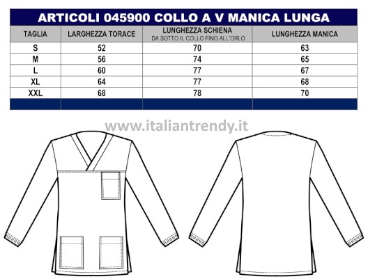 Casacca unisex in cotone scollo a V in Blu, Verde Chirurgico o Azzurro per medicale gr. 185 - immagine 11