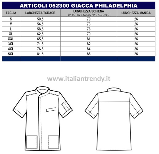 PHIPADELPHIA - Casacca alla coreana mezza manica per medicale in più colori gr.195 misto cotone - immagine 14