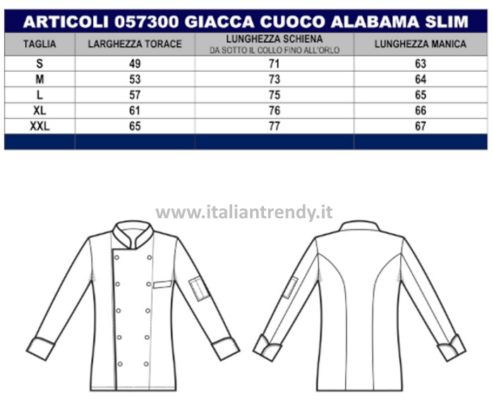 ALABAMA - Giacca chef slim bianca cotone stretch leggera gr. 136 ML MC - immagine 5