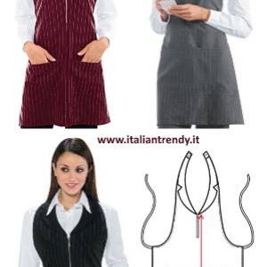 Grembiule Corto ed Elegante Da Donna Gessato Nero o Grigio Per Bar Ristoranti