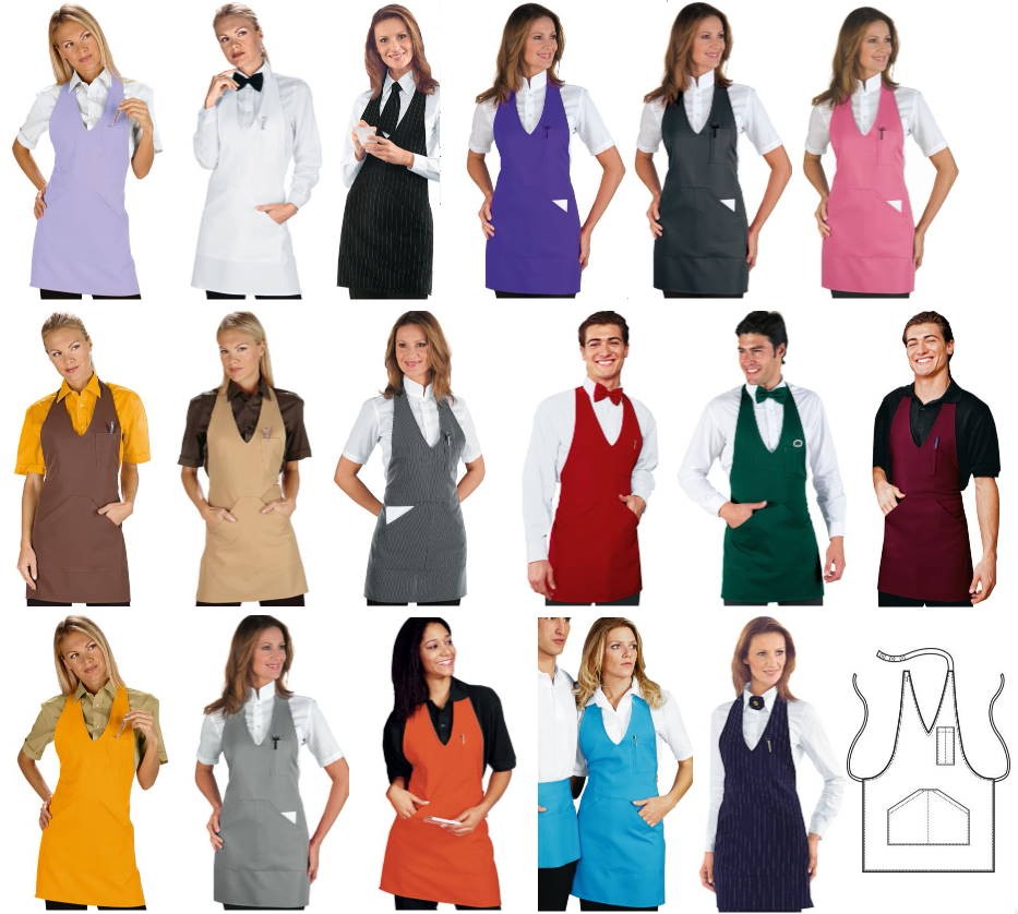 Grembiule Misto Cotone a Pettorina Uomo Donna per Bar Gelateria Focacceria Tinta Unita 195 gr