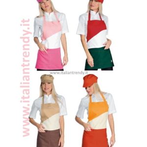 Grembiule Donna Corto Con Pettorina Tricolore LOLLIPOP. Divisa Da Lavoro Per Bar o Gelateria