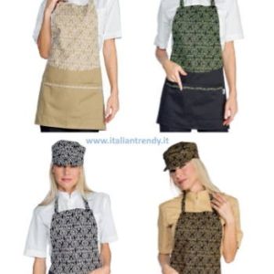 Grembiule Donna Corto con Pettorina Per Ristoranti Bar Fantasia Maori -Brooklyn