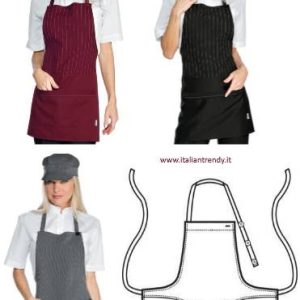 Grembiule Corto Con Pettorina Per Donna Gessato in 3 varianti -Brooklyn