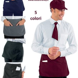 Grembiule a Davantino Corto Gessato Grigio per Bar Pub Gelaterie Pizzerie