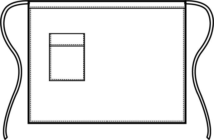Grembiule a Vita Con Tasca Davantino Corto 70X46 Per Cuoco Chef Bianco + Riga Nera o Tricolore - immagine 4