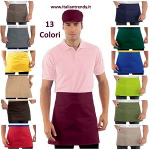 Grembiule Corto a Vita 70X46 13 Colori Per Pub Ristoranti Pizzerie Tinta Unita Misto Cotone 195 Gr