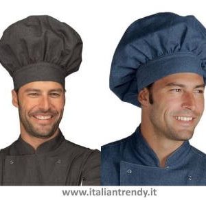 Cappello Da Cuoco di Forma Classica In chambray di Jeans e Black di Cotone