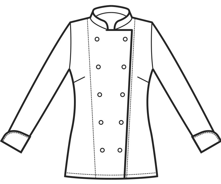 LADY CHEF - Giacca chef donna color biscotto con profili e bottoni marroni ML MC - immagine 4