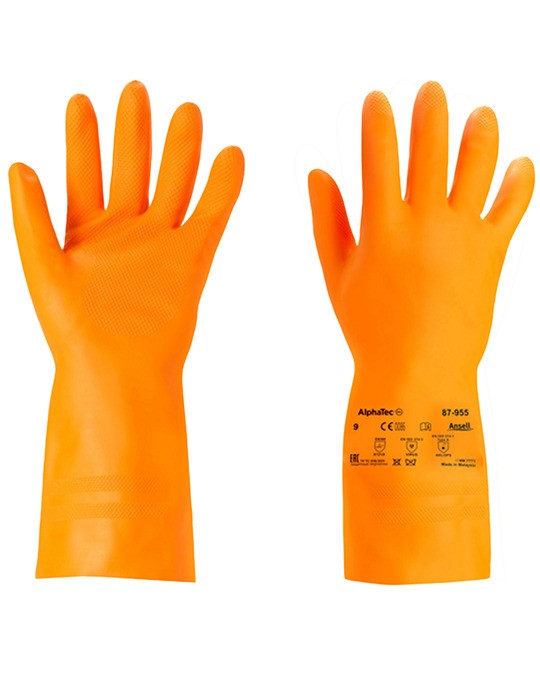 Guanto AlphaTec 87-955 - Guanti di Lattice Spessi e Resistenti per Impieghi Gravosi