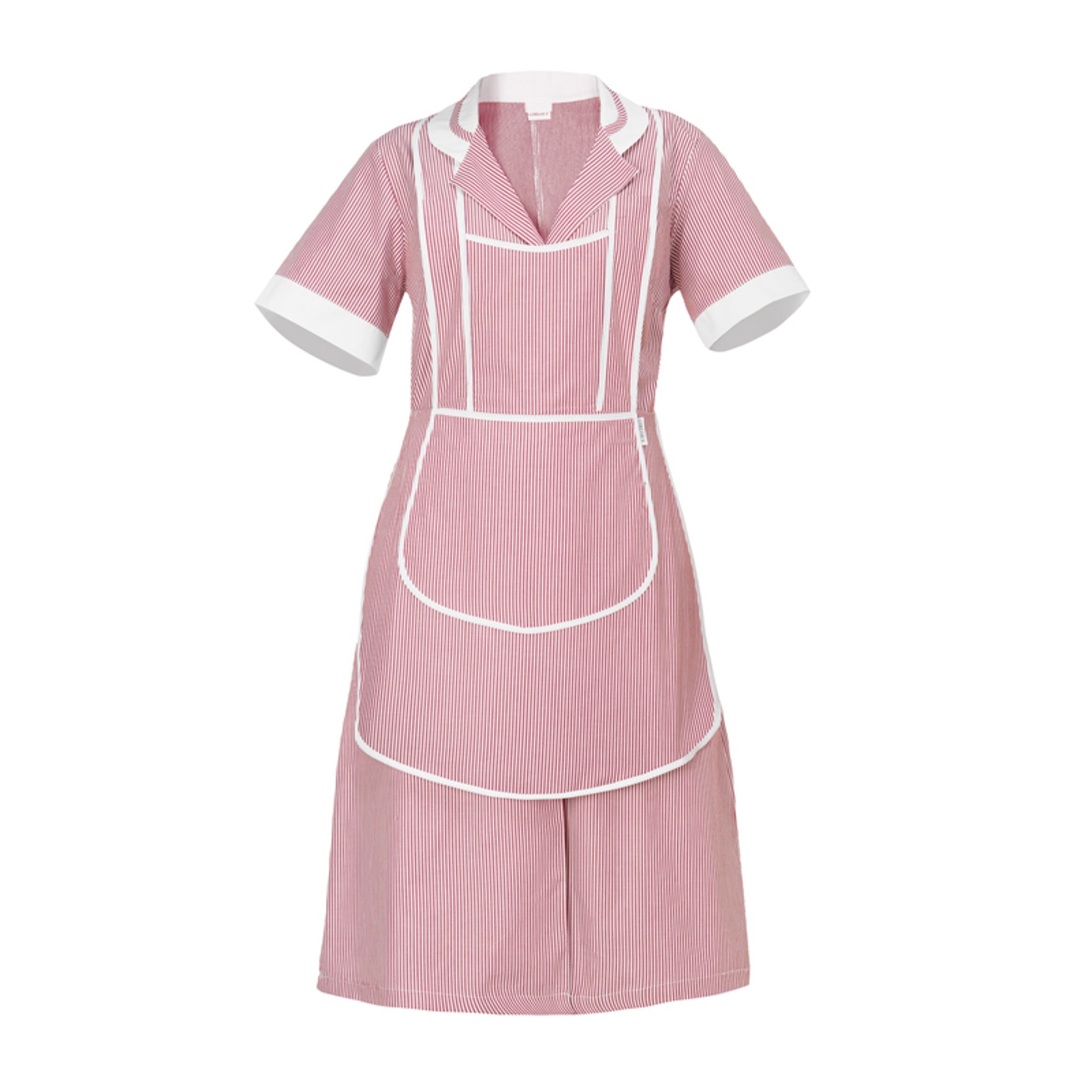 Camice Per Colf Cameriera Da Donna Rigato Azzurro o Bordeaux in Cotone a Manica Corta - immagine 2