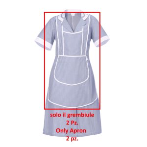 Grembiule con Pettorina da Donna Pulizie Collaboratrici Rigato Azzurro o Bordeaux 2 Pz-Leda